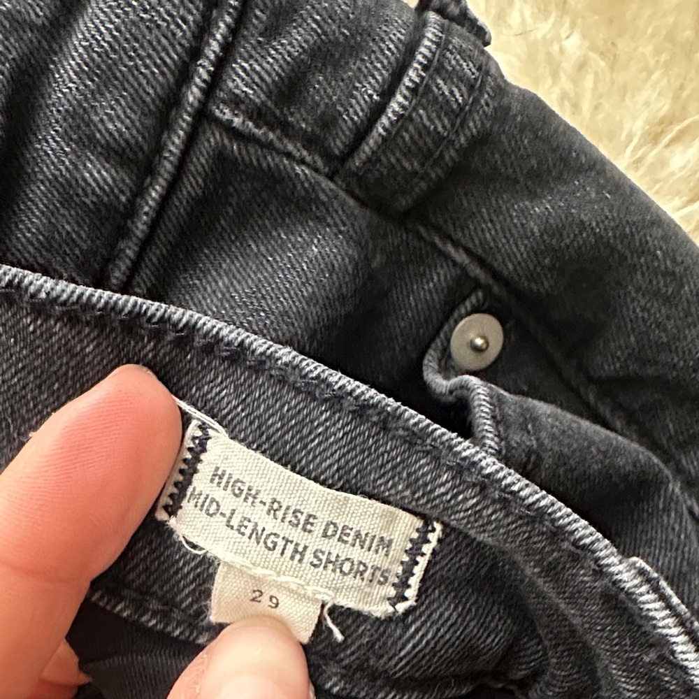 Madewell Black Frayed Hem Denim Jean Shorts - Picture 3 of 5